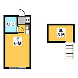 コーポ有木 ワンルームの間取図画像