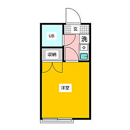 クリスタルハイツ羽衣町 1階ワンルームの間取り