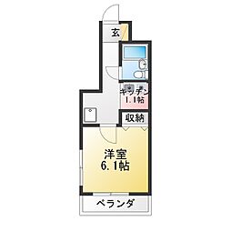 グランヴェージュ・一橋学園B 1Kの間取図画像