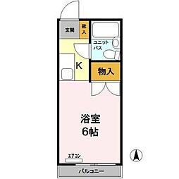 サンアベニュー国立 2階1Kの間取り