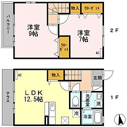 サンクレアV 1階2LDKの間取り