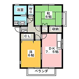メゾンドリーム 2DKの間取図画像