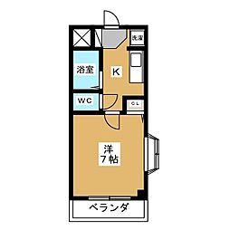 サンウイル 1Kの間取図画像