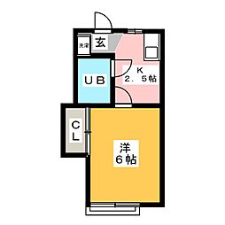 ミヤビ15ハイム 1Kの間取図画像