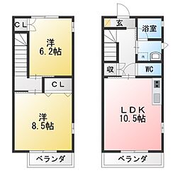 メゾンカンパニュールA 2LDKの間取図画像