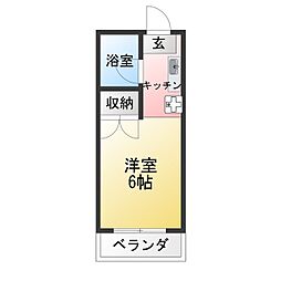 ロイヤルガーデン桂 1Kの間取図画像
