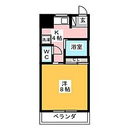シャルム・ウィステリア 1Kの間取図画像
