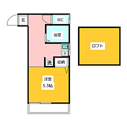 クライネスハイム国立 ワンルームの間取図画像