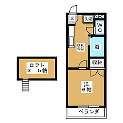 メイプル60 1DKの間取図画像