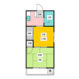 岡本ハイツ 2Kの間取図画像