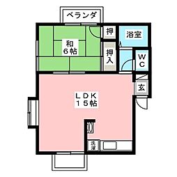 お鷹の道コーポ 1LDKの間取図画像