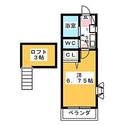 ヘリオスパート2 1Kの間取図画像
