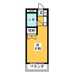 サンエイハイム ワンルームの間取図画像