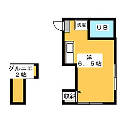 パールフラッツ ワンルームの間取図画像