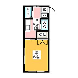パティオ・ミハス 1Kの間取図画像