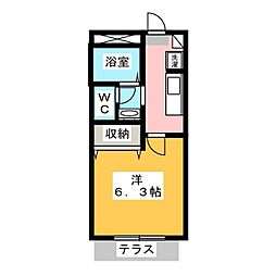 ブランシェ鷹の台 1Kの間取図画像