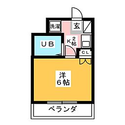 ヒル・ハウスコンフォート2 1Kの間取図画像