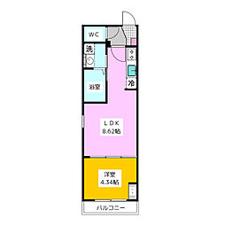 ＧＲＡＤＵＳ上溝II 3階1LDKの間取り
