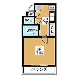 ル　クラージュ 1階1Kの間取り