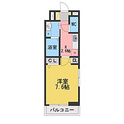 クレメントガーデンV 1Kの間取図画像