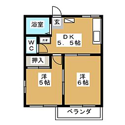 エクレール元橋本A 2DKの間取図画像