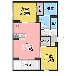アイスフィルド相模原 2LDKの間取図画像