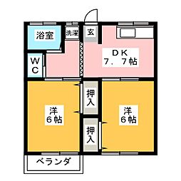 谷コーポ 2DKの間取図画像