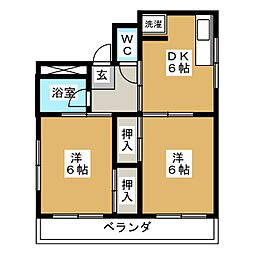 マンションサルナート 2DKの間取図画像