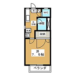 クレールハイツB 1Kの間取図画像