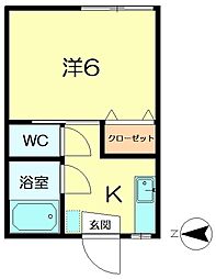 パレスハイツ 1Kの間取図画像