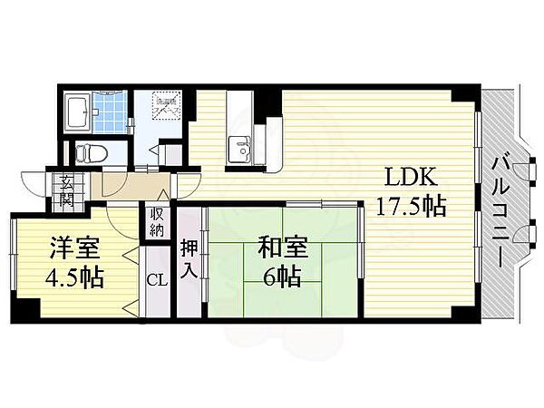 ウィステリア千里 ｜大阪府豊中市上新田１丁目(賃貸マンション2LDK・5階・66.92㎡)の写真 その2