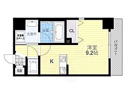 Osaka Metro御堂筋線 江坂駅 徒歩6分の賃貸マンション 9階ワンルームの間取り