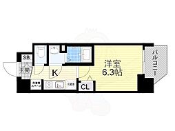Osaka Metro御堂筋線 東三国駅 徒歩13分の賃貸マンション 12階1Kの間取り