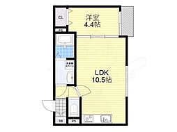 BelAir Toyotsu 1階1LDKの間取り