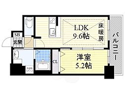 ディームス江坂 1LDKの間取図画像