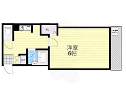 クインシー江坂 1Kの間取図画像