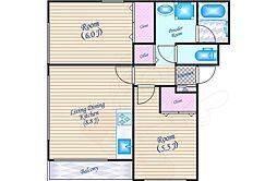 サニーコート小曽根 2LDKの間取図画像