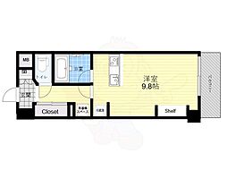 THEMUTUAL江坂 1Kの間取図画像