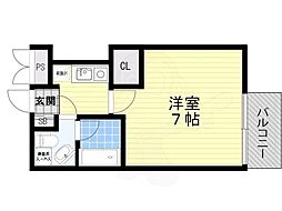 アスール江坂3rd 1Kの間取図画像