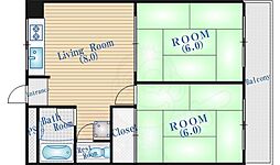 メゾン江坂 2LDKの間取図画像