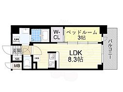 MAXIVCROS江坂 1LDKの間取図画像