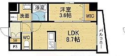 エールグラン吹田片山町 1LDKの間取図画像