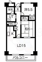 ロイヤルプラザ千里 2LDKの間取図画像