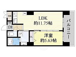 ノルデンタワー新大阪プレミアム 1LDKの間取図画像