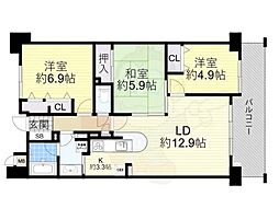 レジディア千里万博公園 3LDKの間取図画像
