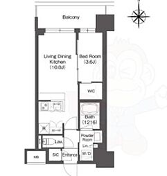大阪市淀川区宮原5丁目マンション 1LDKの間取図画像