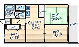 豊津メゾンハイツ 3LDKの間取図画像