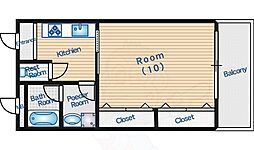 フォレスト北野 1Kの間取図画像