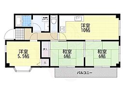 千里山パークヒルズ・2 3LDKの間取図画像