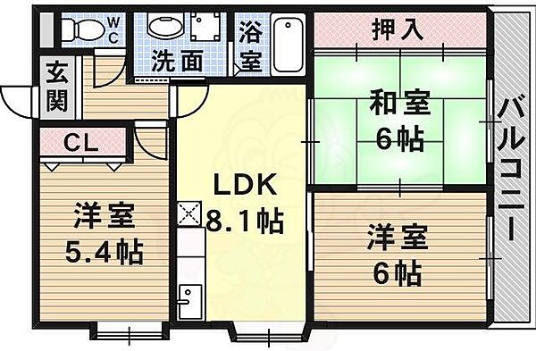 ローズ西野 ｜兵庫県伊丹市西野２丁目(賃貸アパート3LDK・2階・56.70㎡)の写真 その2